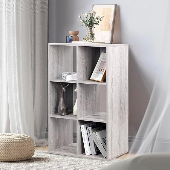 6 Cube Wooden Bookcase Storage Unit – Modern Freestanding Display Shelf