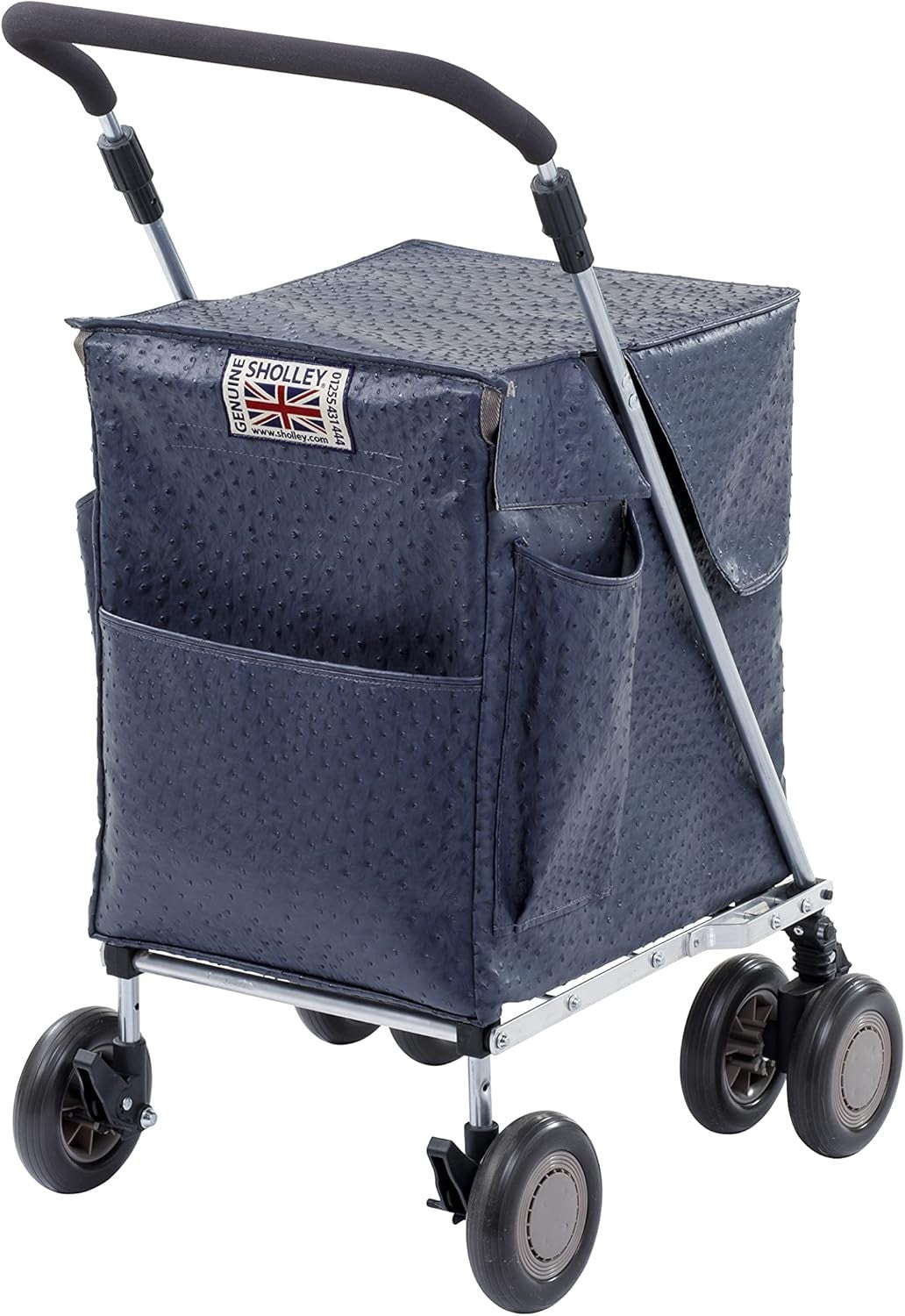 Deluxe 4 Wheel Shopping Trolley Petite Folding Mobility Cart Navy