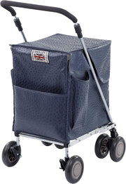 Deluxe 4 Wheel Shopping Trolley Petite Folding Mobility Cart Navy