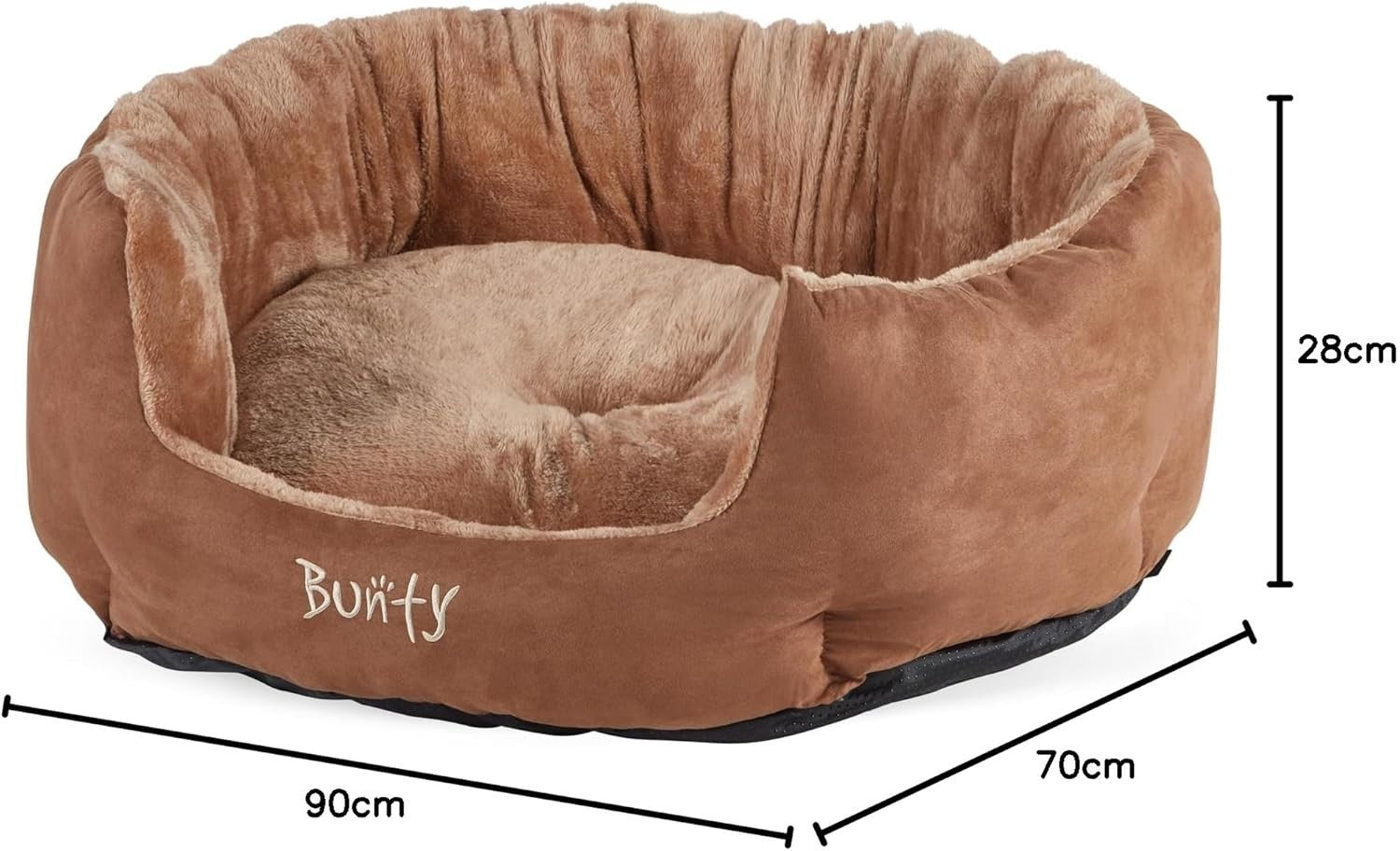 XL Calming Dog Bed 90x70x28cm Fluffy Fleece Washable Brown