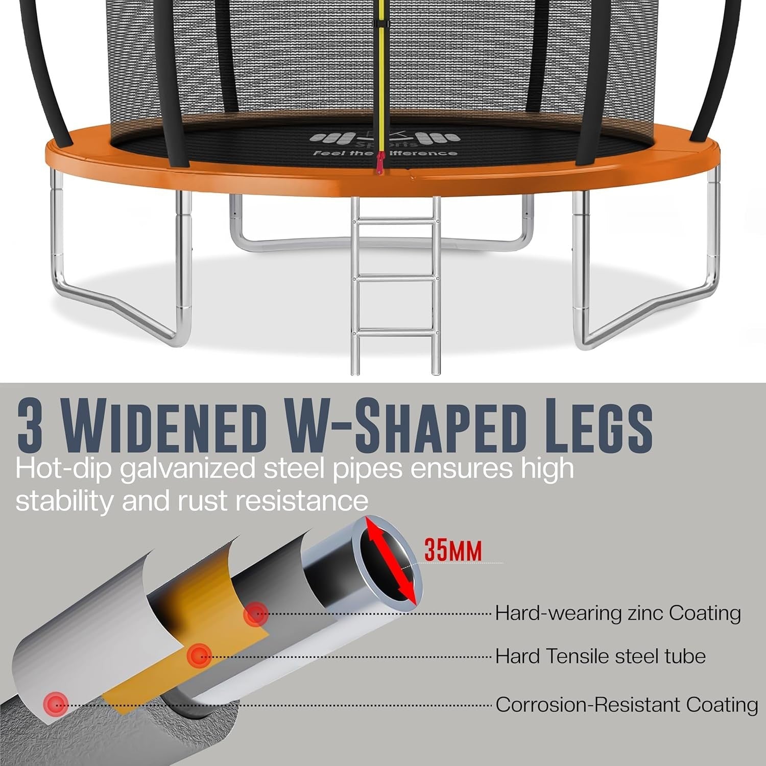 10ft Outdoor Trampoline with Safety Enclosure Ladder Heavy Duty