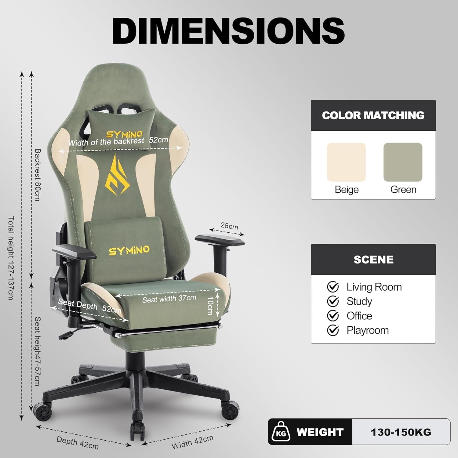 Gaming Chair with Footrest Ergonomic PC Computer Chair Adjustable