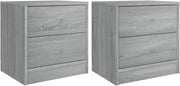Set of 2 Grey Bedside Tables | 2 Drawer Nightstands Modern Wood Cabinets