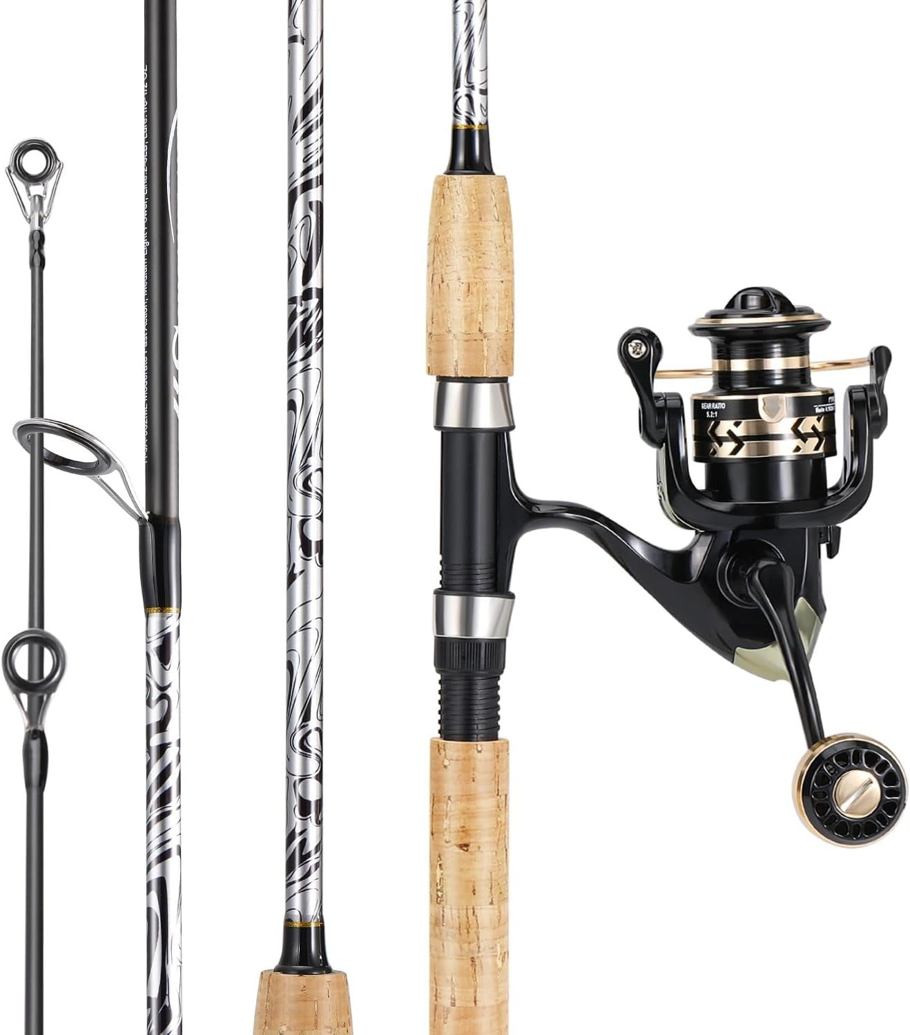 Lightweight Fiberglass Spinning Rod & Reel Combo Travel Fishing Kit