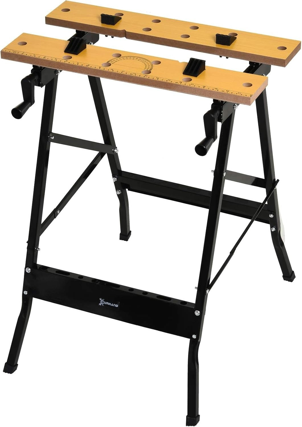4-in-1 Folding Work Bench Sawhorse Clamp Table w/ Pegs Ruler Portable 100kg