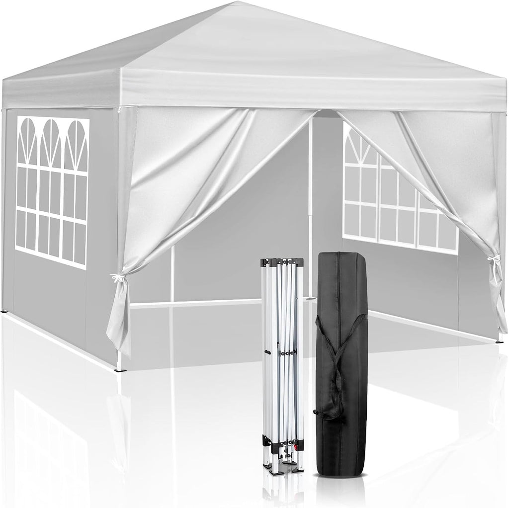 3x3M White Pop Up Gazebo with Sides Waterproof Garden Party Tent Outdoor Canopy