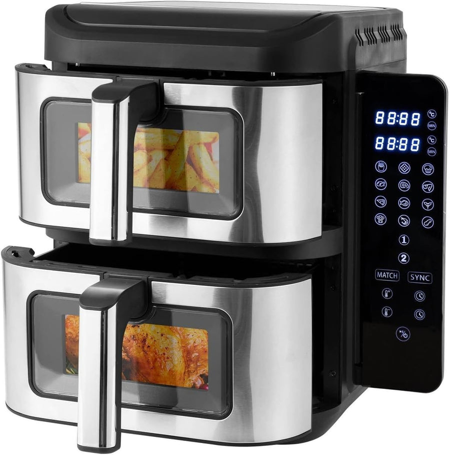 11L Dual Basket Air Fryer Slim Vertical 2×5.5L Fast Cook Cyclone Fan Touchscreen