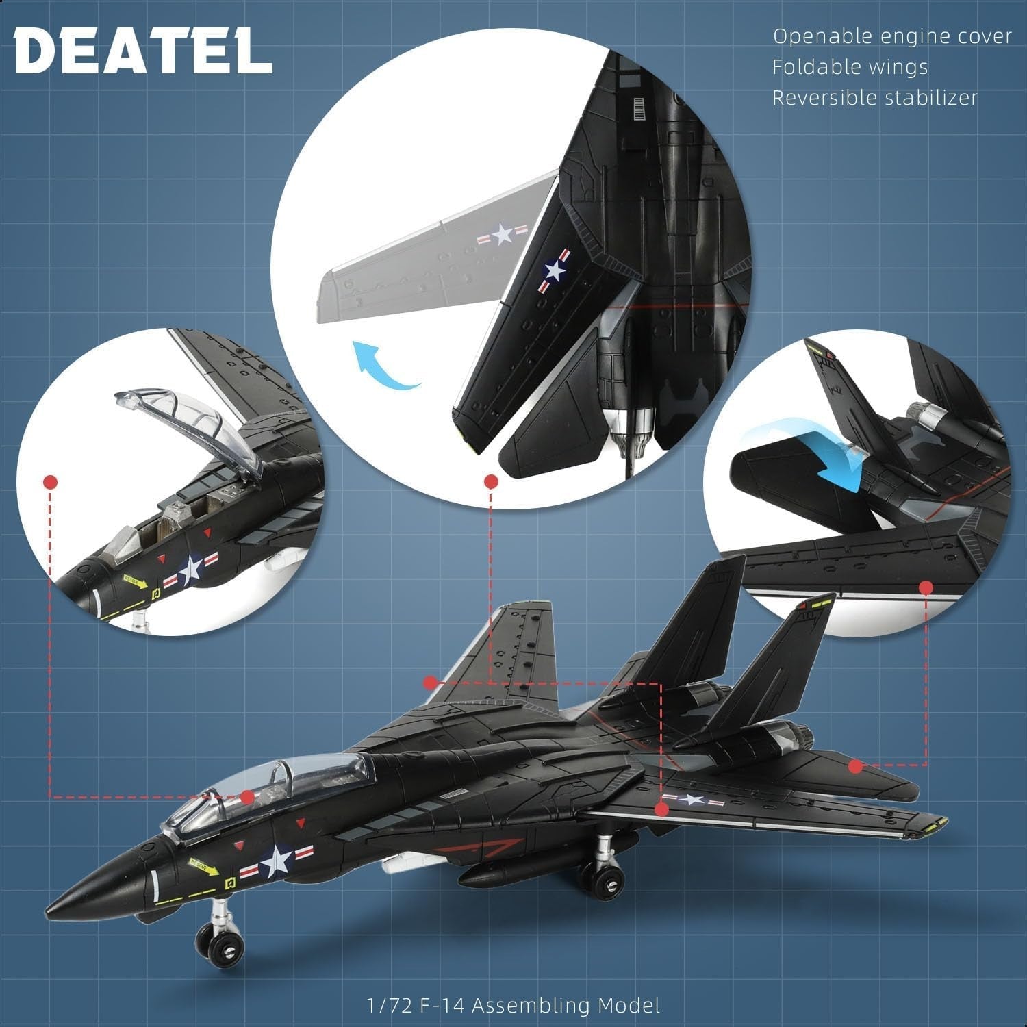 1:72 Scale F-14 Tomcat Fighter Jet Model Kit Military Aircraft Assembly Gift