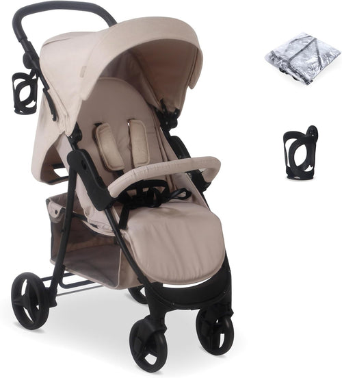 Oatmeal Baby Pushchair Compact Easy Fold Stroller Adjustable Handle Birth to 4Y