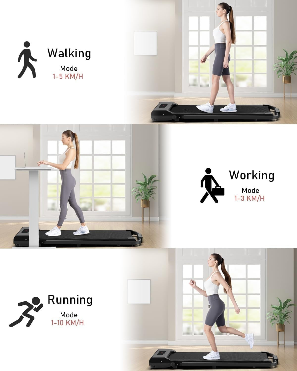 Foldable Walking Pad Treadmill 2.5HP Under Desk Compact Quiet LED Remote 10km/h