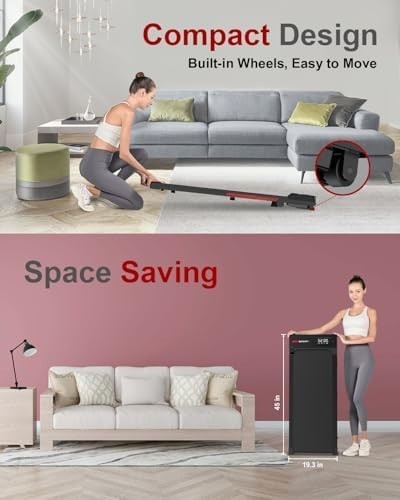 Under Desk Walking Pad Treadmill 2.5HP Quiet Compact LED Remote 145kg Capacity