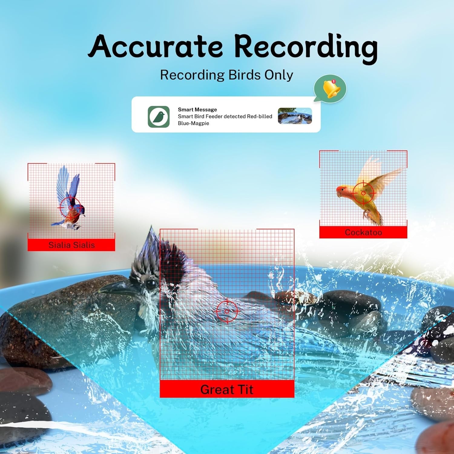 Smart Solar Bird Bath with Camera WiFi Motion Detection Garden Water Feature