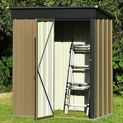 Compact 3x5 ft Metal Garden Shed Storage with Lockable Doors