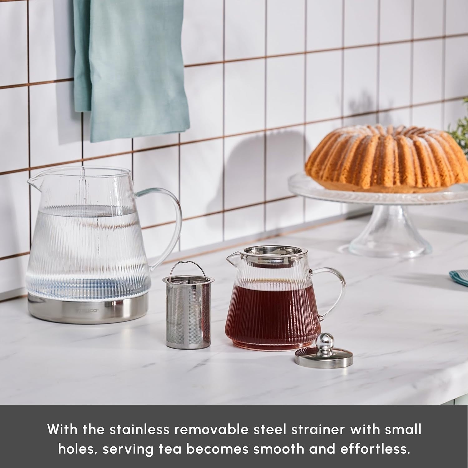 Glass Turkish Tea Maker Set 1.95L Teapot Kettle with Infuser