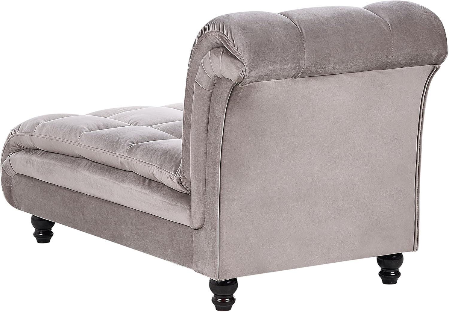 Modern Taupe Chaise Lounge Sofa Right Hand Recliner Velvet Look Compact