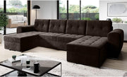Space-Saving Brown U-Shaped Sofa Bed with Storage & Sleep Function