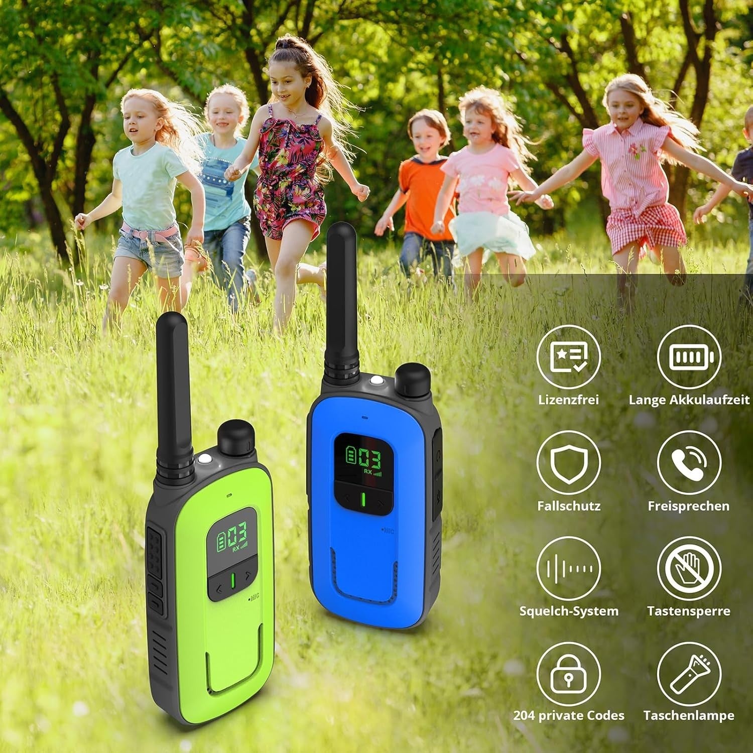 Rechargeable Walkie Talkies Kids Adults PMR446 Long Range VOX 2 Pack