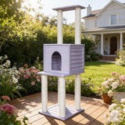 61.5 Inch Cat Tree Tower With Weatherproof Condo Indoor Outdoor Large Cats