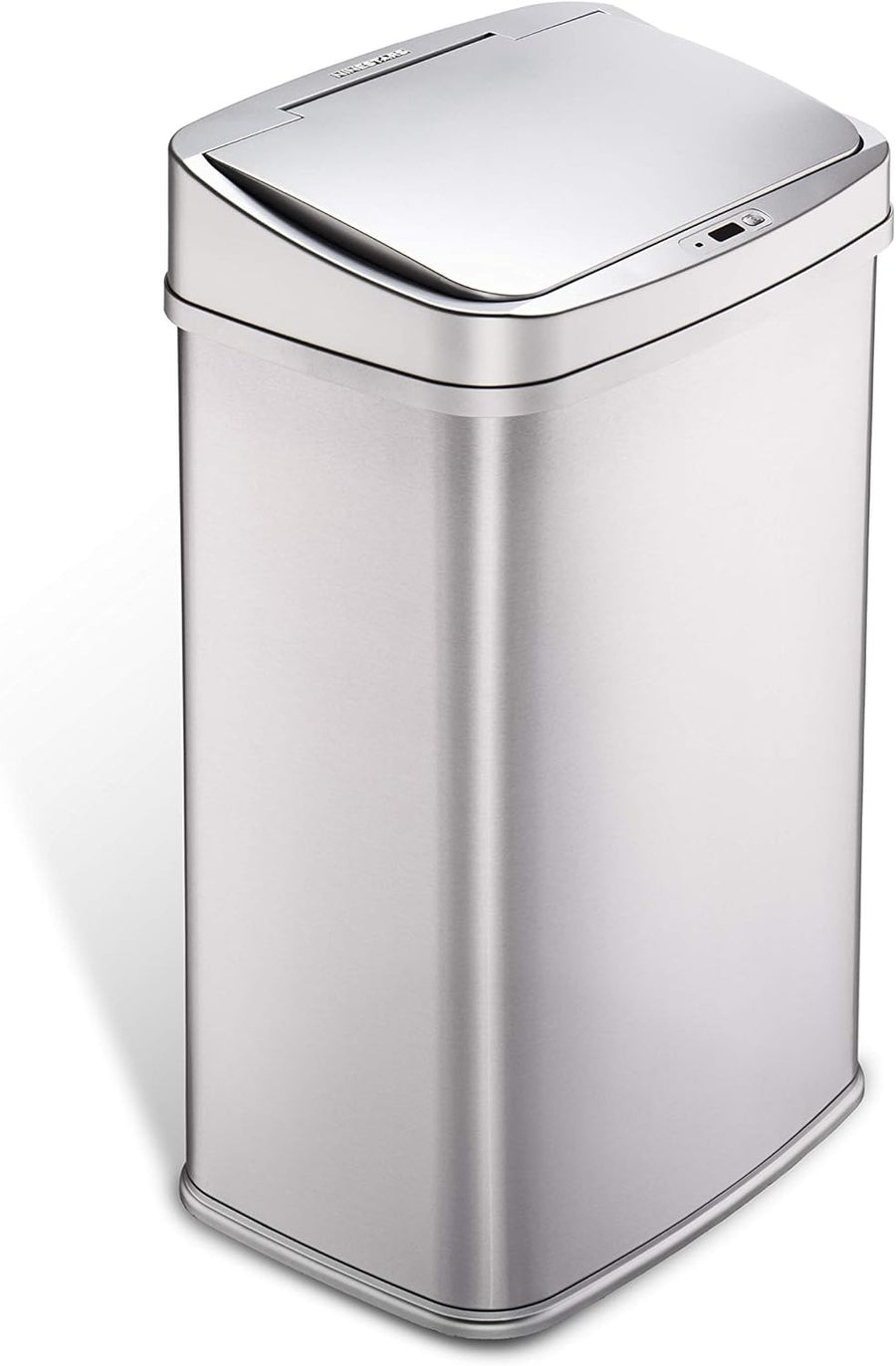 13 Gallon Touchless Motion Sensor Trash Can Silver Trim Lid