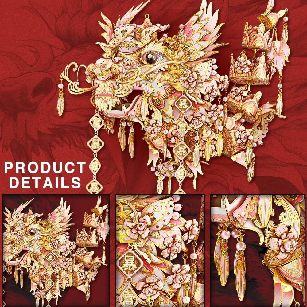 3D Metal Dragon Puzzle Model Kit for Adults Teens, Durable Stainless Steel
