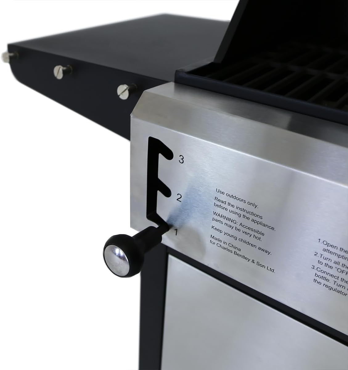 Dual Fuel Gas & Charcoal BBQ Grill with Thermometer & Side Table – 2+1 Burner