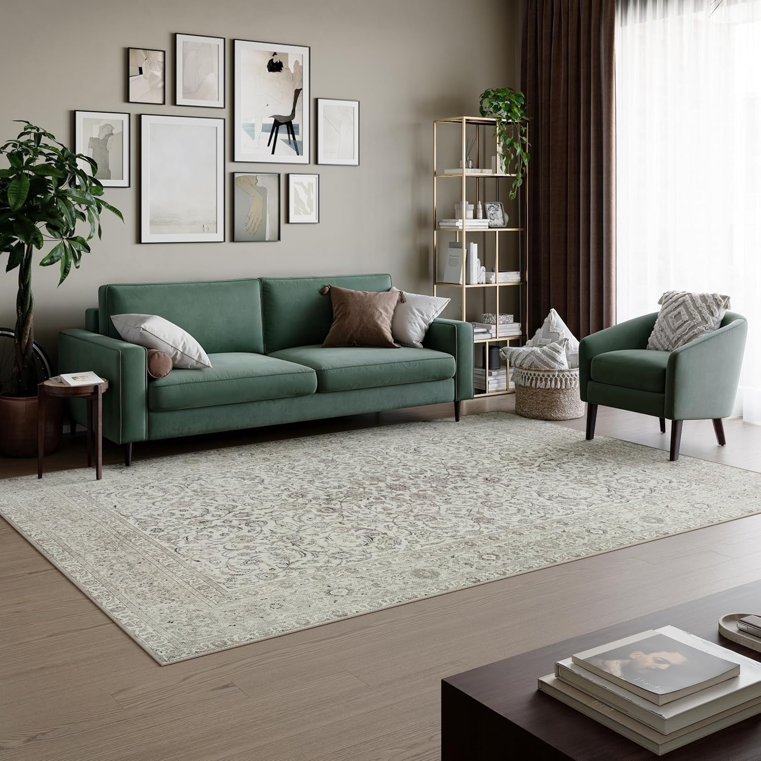Large Washable Rug 240x330cm Soft Non-Slip Short Pile Area Carpet Living Room