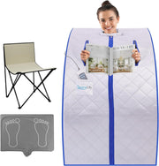 Portable 1-Person Infrared Sauna Tent – Home Steam Sauna w/ Foot Pad & Chair