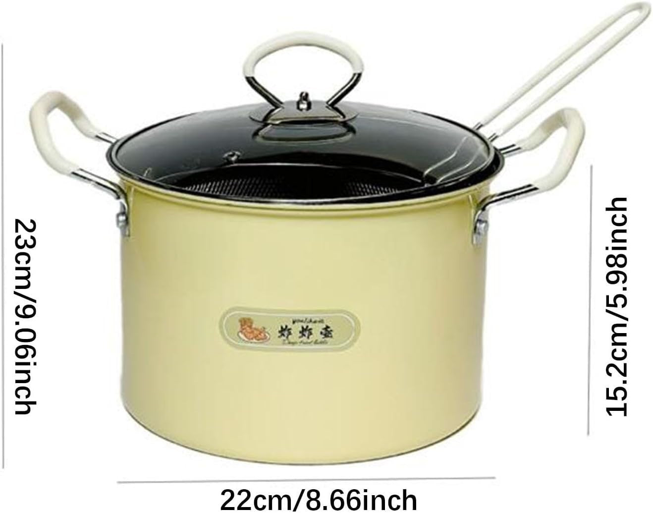 Deep Fryer Pot 5.2L With Removable Strainer Camping Restaurant Fry Pan