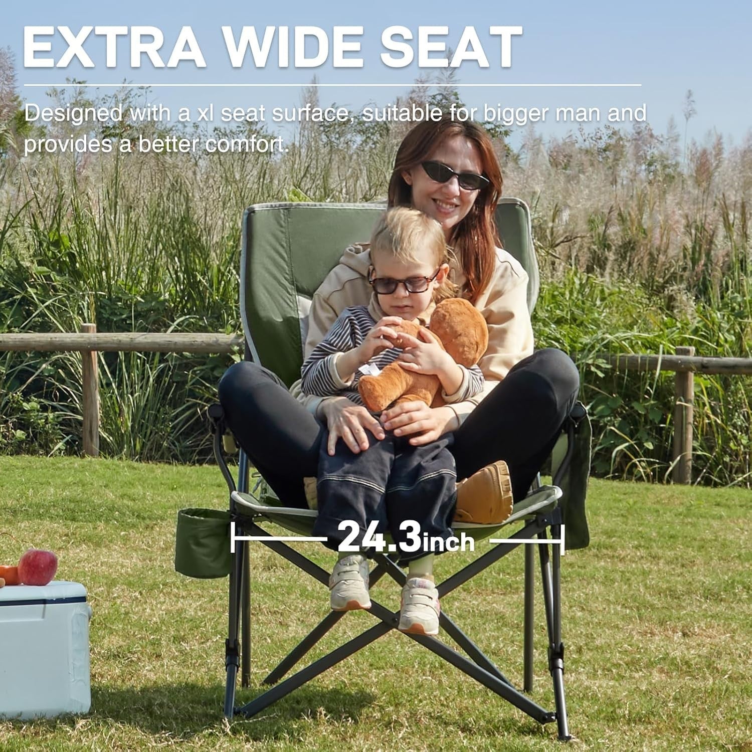 Heavy Duty Folding Camping Chair 230kg Capacity Outdoor Portable Seat Green