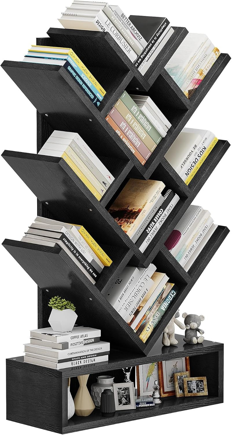 Modern Tree Bookshelf Floor Standing Storage Rack 5-Tier Space Saving Bookcase B