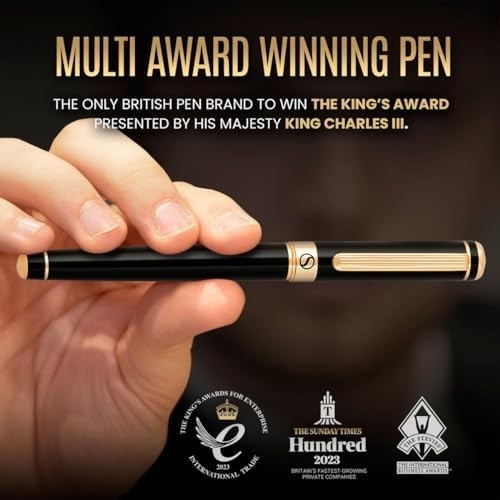 Luxury Rollerball Pen Black Lacquer Gold Trim Medium Gift