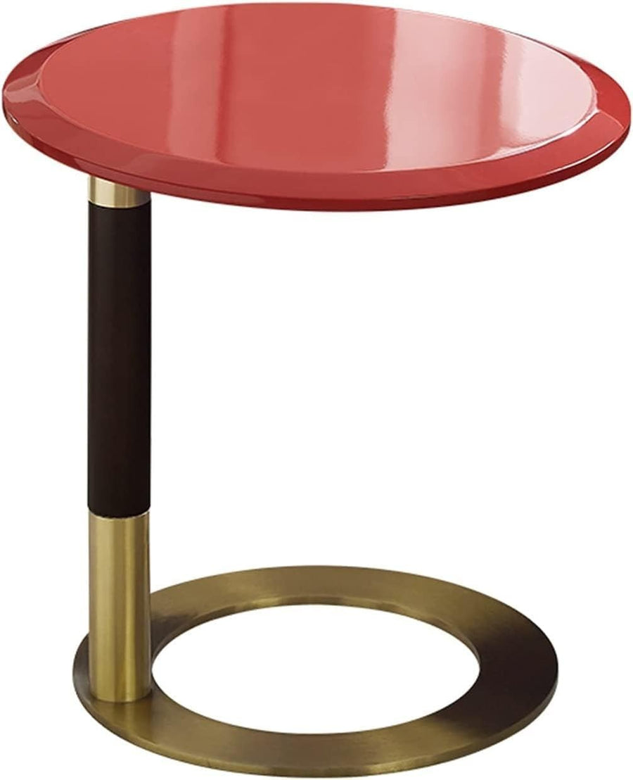 Luxury Walnut Side Table 500x500mm | Red Accent Coffee Table for Sofa/Bed