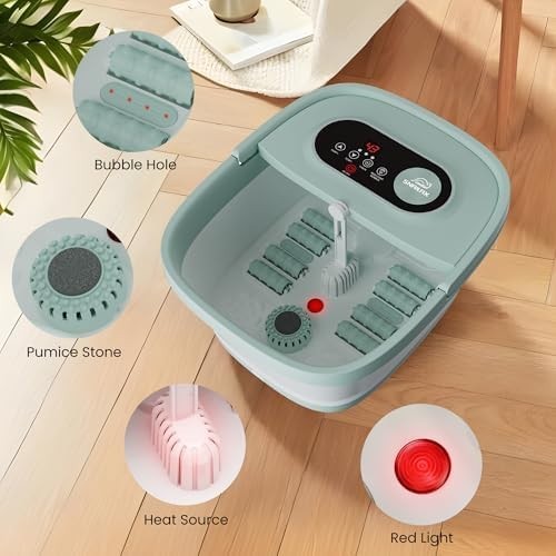 Shiatsu Foot Spa Massager with Heat, Deep Kneading, Bubbles & Rollers