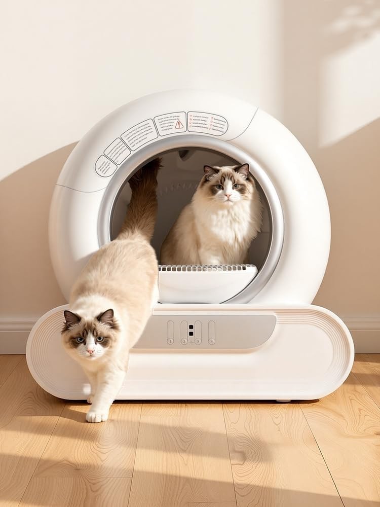 Self Cleaning Cat Litter Box APP Control 65L Odor Free Multi Cat XL