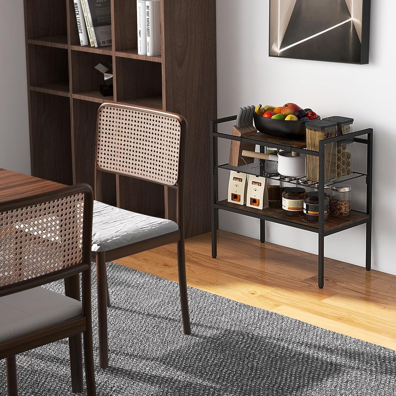 3-Tier Industrial Side Table with Removable Top & Mesh Shelf, Sturdy Metal Frame