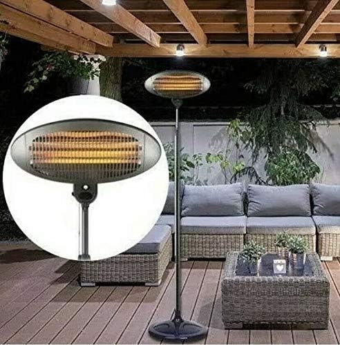 2000W Outdoor Electric Quartz Patio Heater 3 Heat Settings & Safety Shutoff