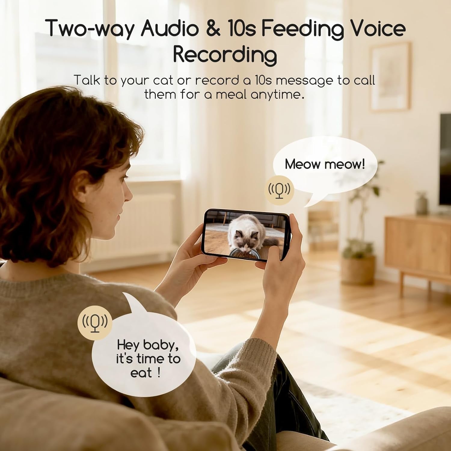 Automatic Cat Feeder Camera 1080P HD WiFi App Control 4L Food Dispenser