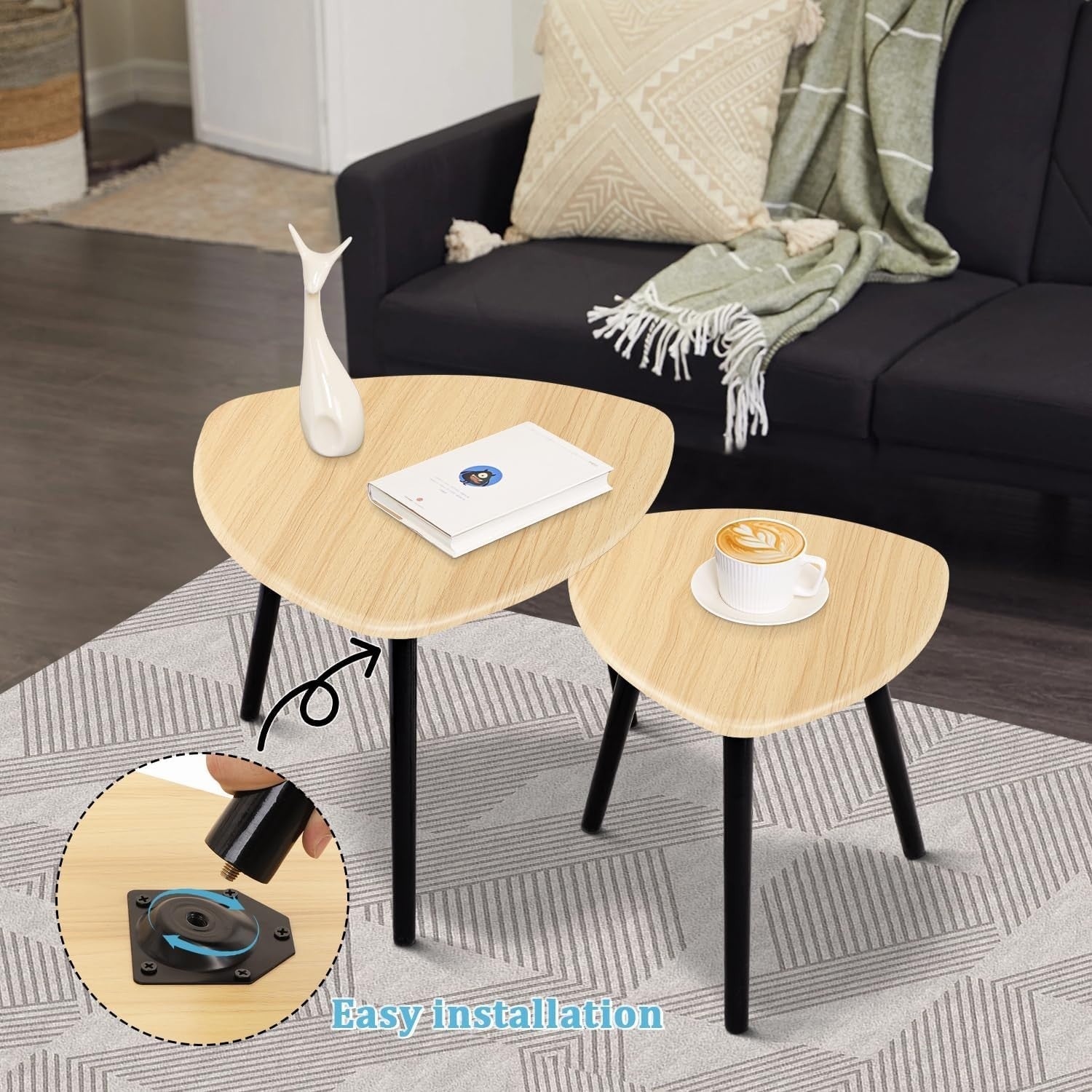Walnut Wood Coffee Table End Side Accent Furniture 55x55cm Home Office Decor