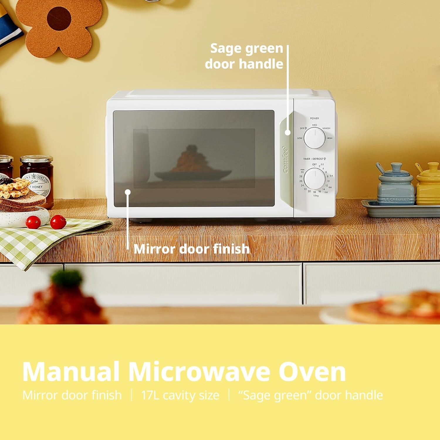17L Compact Microwave 700W Manual Timer 5 Power Levels White