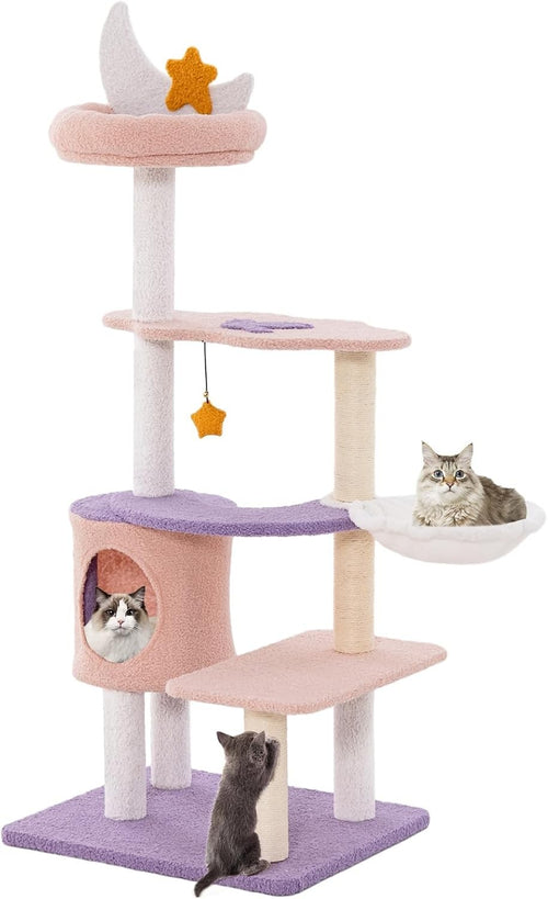 Cat Tree 140cm Multi Level Climbing Tower Condo Hammock Sisal Indoor Cats