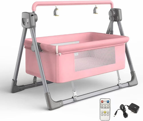 Electric Baby Crib Bassinet Auto Rocking Cot with Music & 5-Speed Swing Pink
