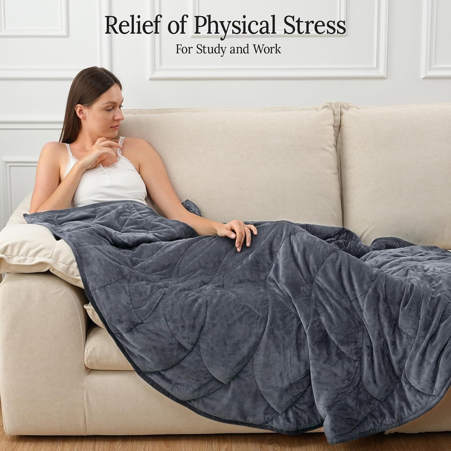 Weighted Blanket 10lbs Grey 60x78 Soft Heavy Blanket for Adults