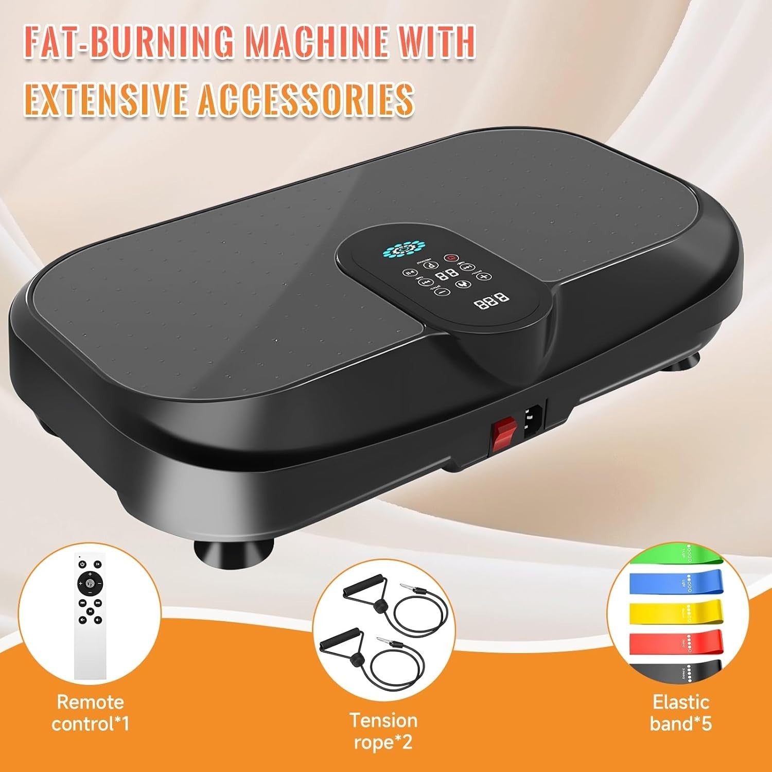 Black 4D Vibration Plate Exercise Machine w Heating 120 Speeds Bluetooth