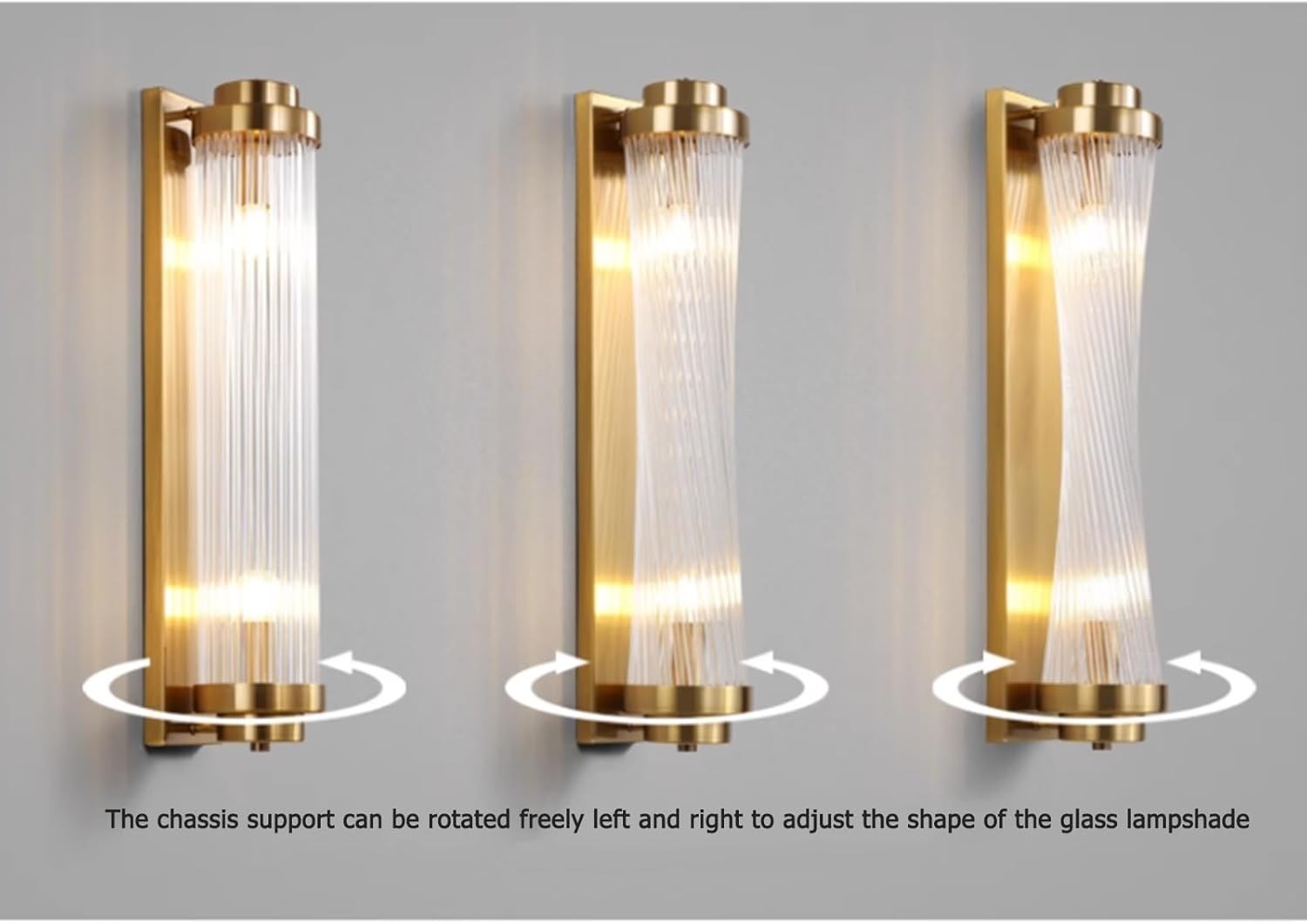 Luxury Brass Gold Crystal Wall Sconce Light 40cm Dimmable Elegant Lamp