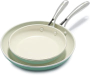 2Pcs Turquoise Ceramic Frying Pan Set Non Stick 20cm 26cm Induction PFAS Free
