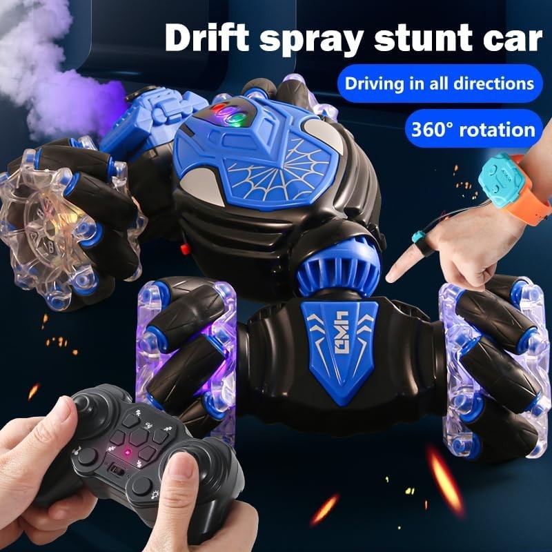 RC Drift Stunt Car w/ LED Lights & Spray Effects, 360° Rotation Remote Control