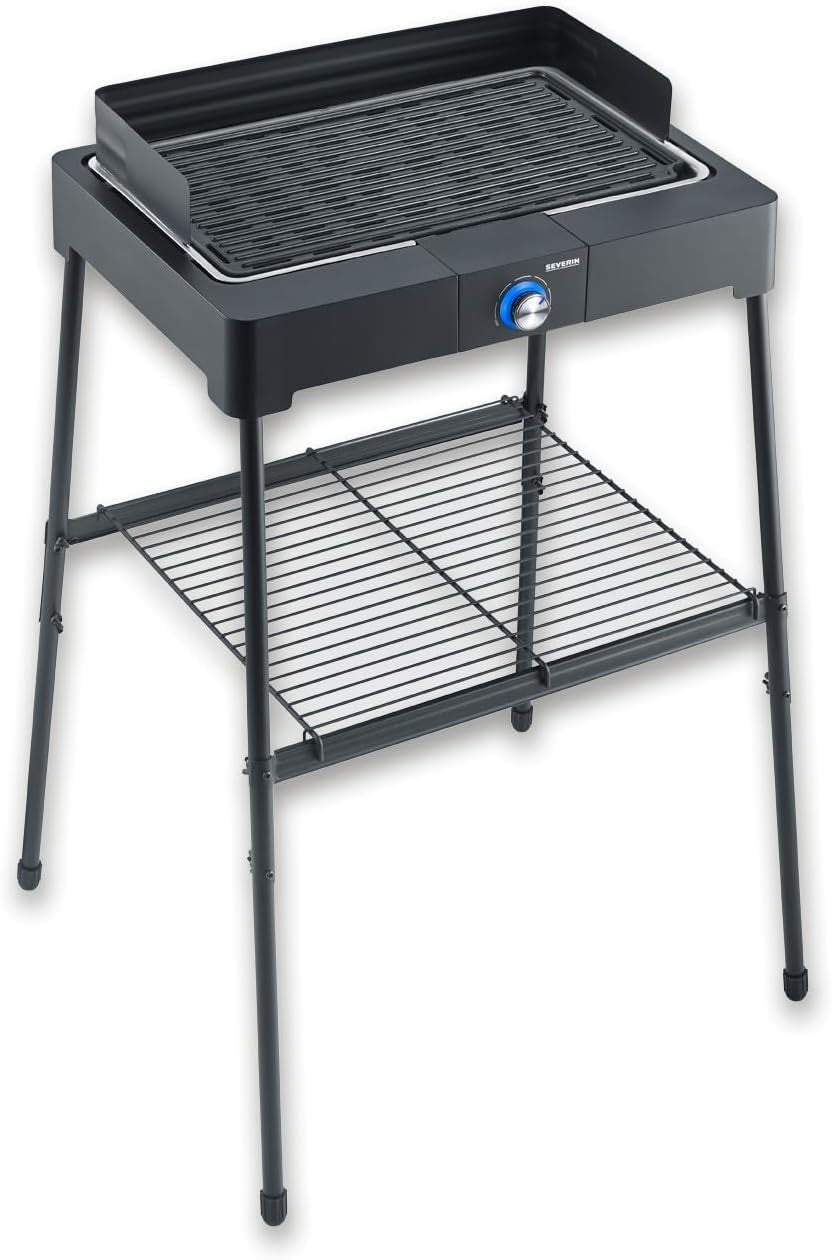 Electric Standing BBQ Grill Indoor Outdoor Smokeless Adjustable Heat Easy Clean
