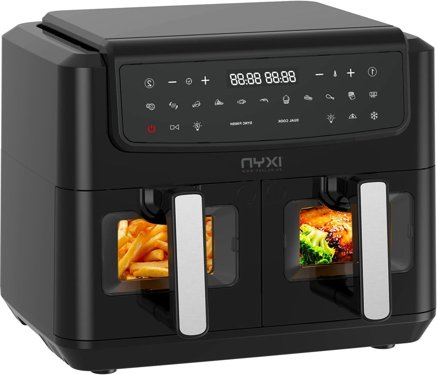 Dual Basket Air Fryer 9L 2600W Viewing Window 13 Modes Touch LED 40-200C