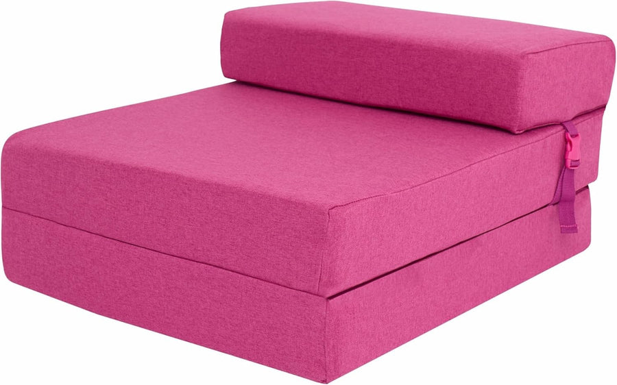 Z Bed Chair Futon Mattress Single Guest Sofa Fold Out Seat Fuchsia Pink