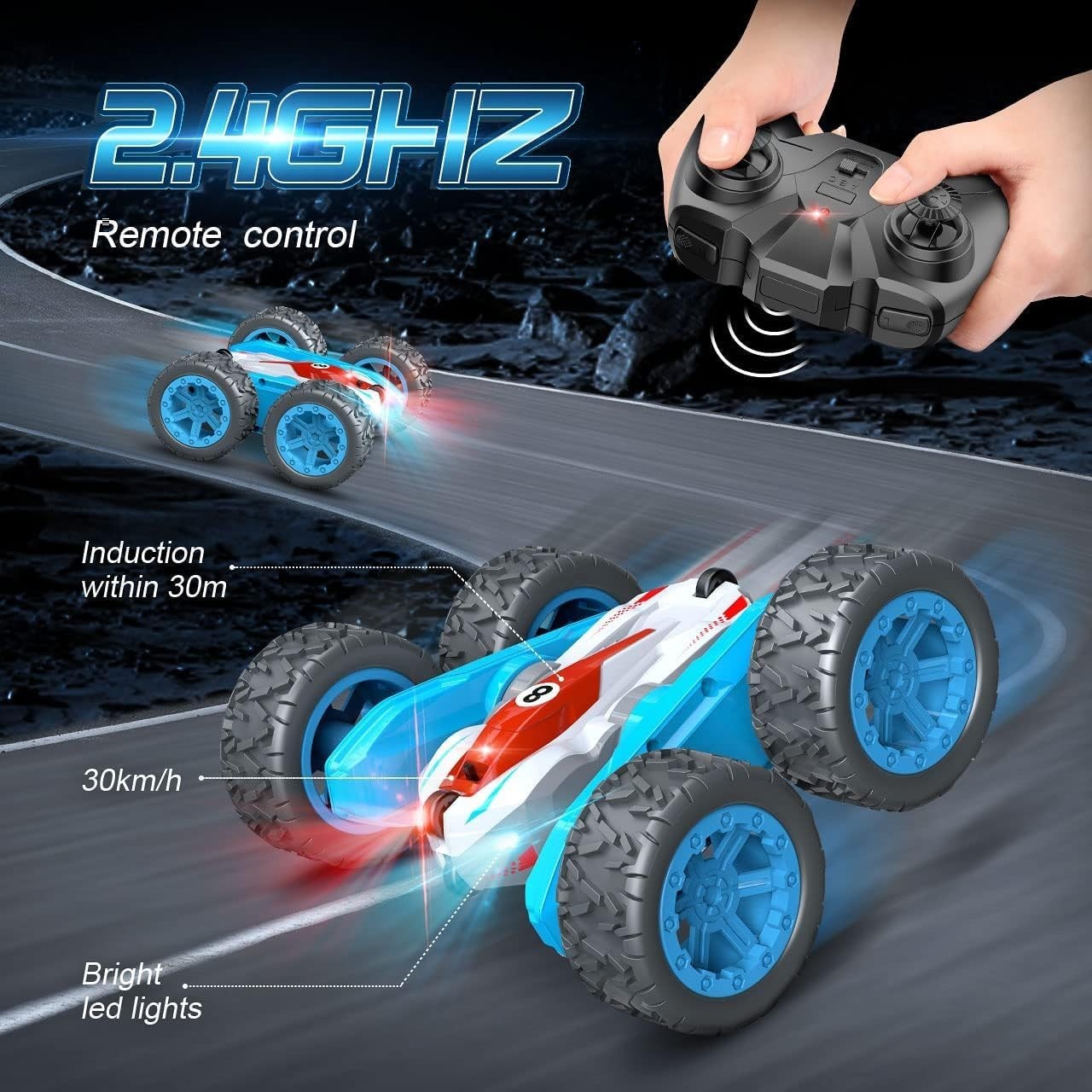 360° Flips Remote Control Cars with LED Headlights, 4WD RC Car Toys
